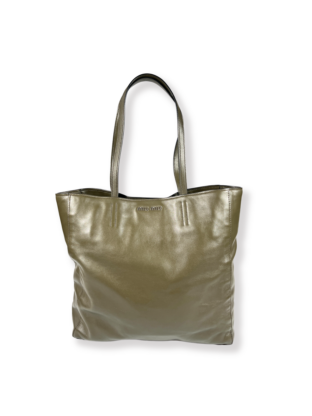 MIU MIU - DARK GREEN VITELLO LUX TOTE