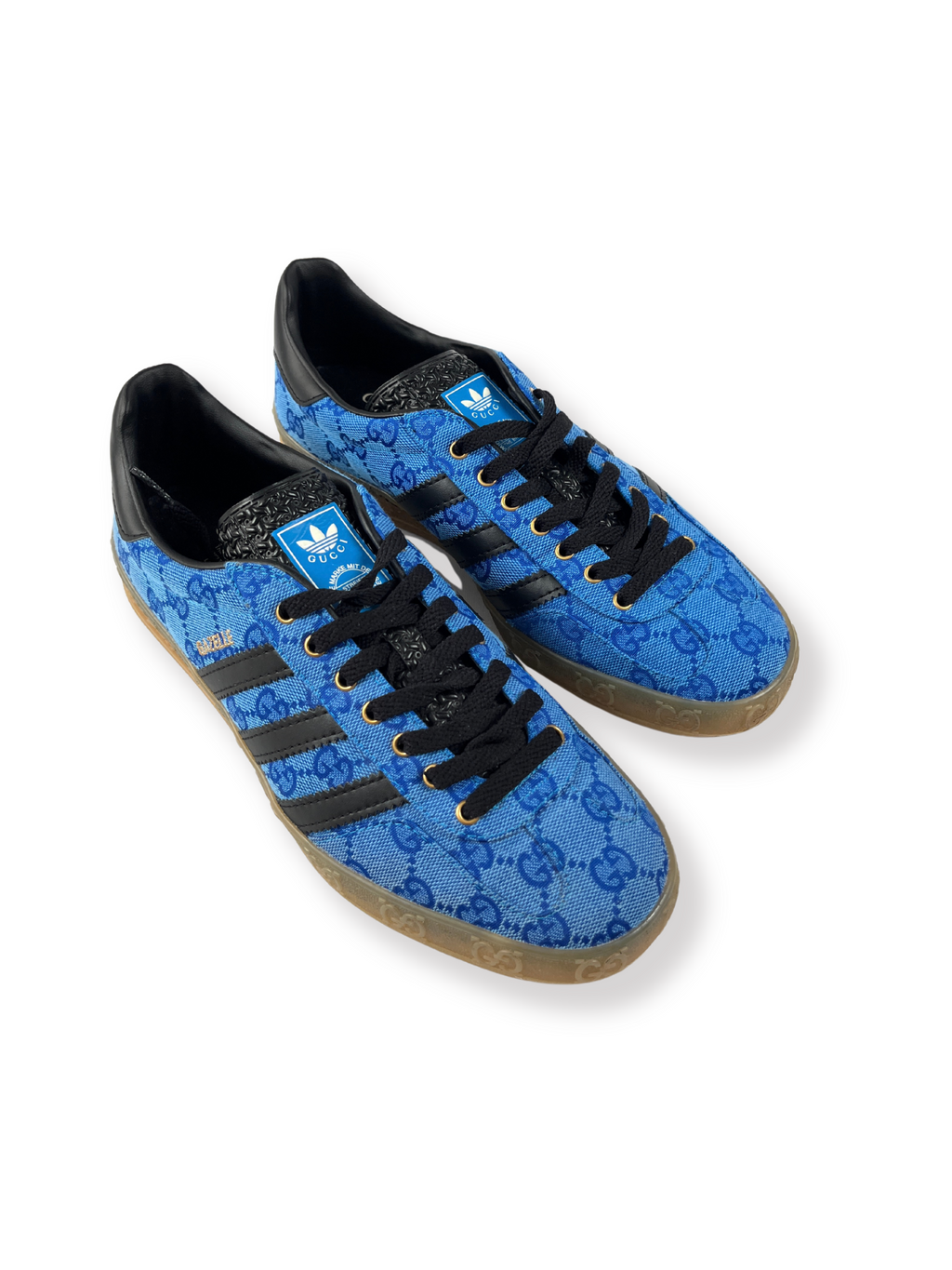 GUCCI - x ADIDAS GAZELLE TRAINERS BLUE MONO - SZ W 8 / M 7.5 US