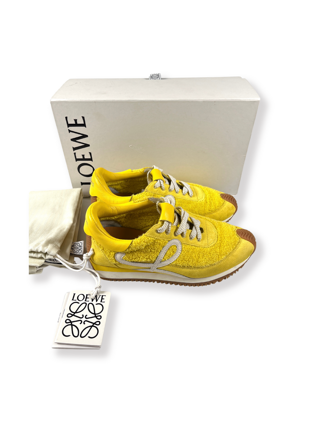 LOEWE - YELLOW TERRY & SUEDE FLOW RUNNERS - SZ 38