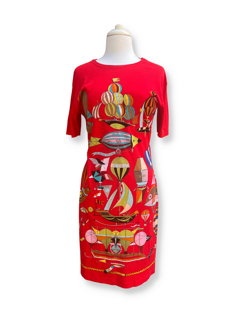 HERMES - LES FOLIES DU CIEL DRESS - SZ L (FIT AUS 8-10)