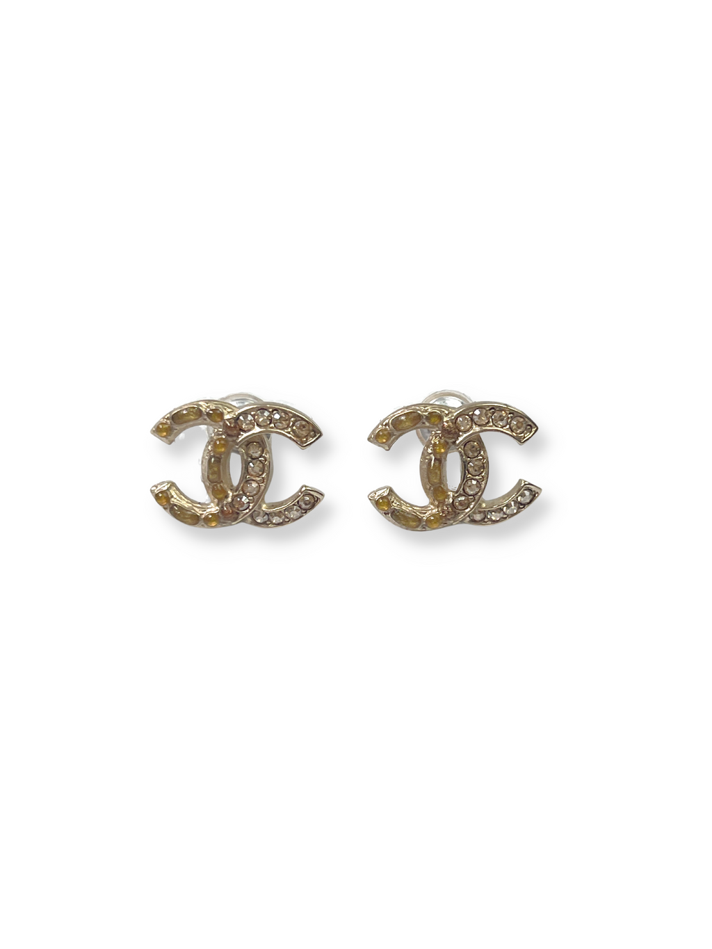 CHANEL - RESIN INLAY CC STUD EARRINGS