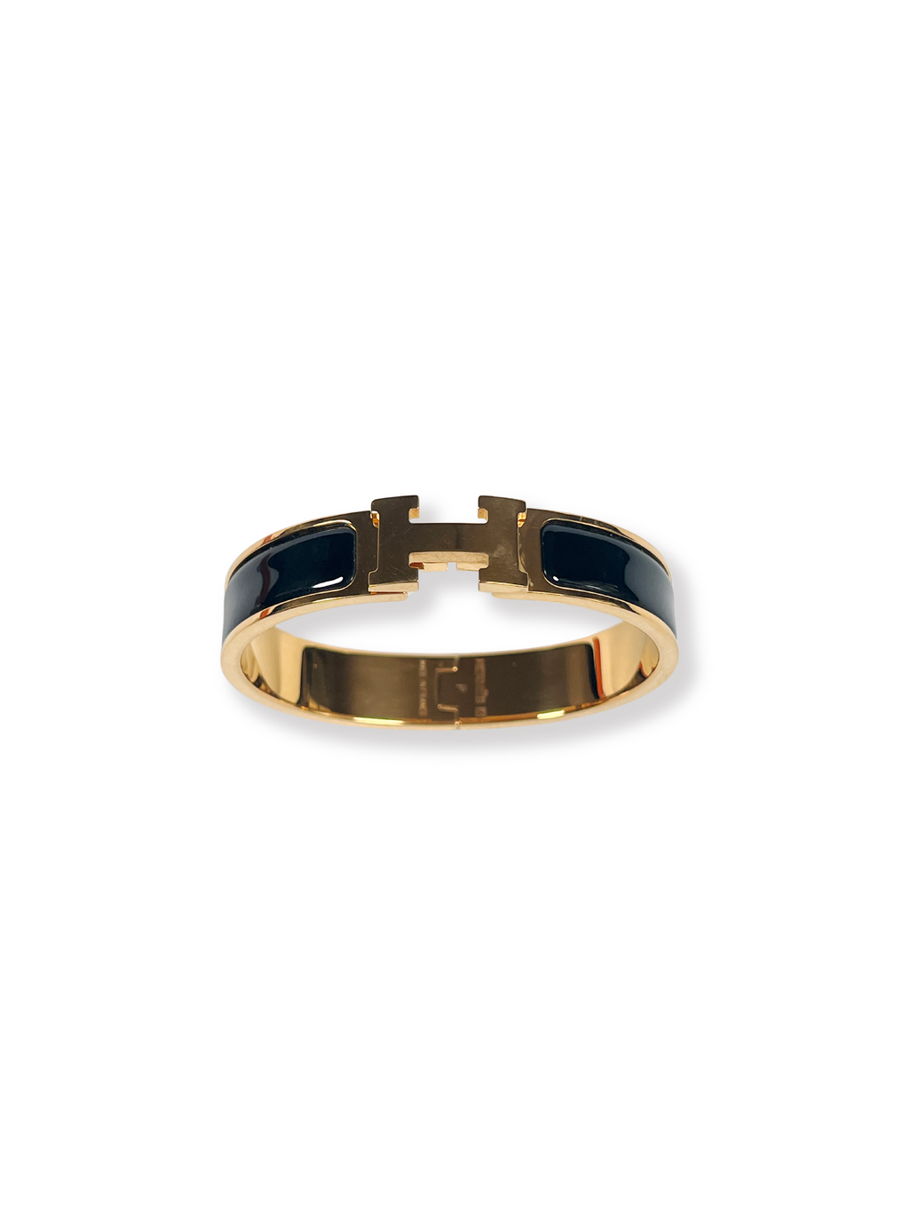 HERMES - ENAMEL NARROW CLIC H BRACELET BLACK