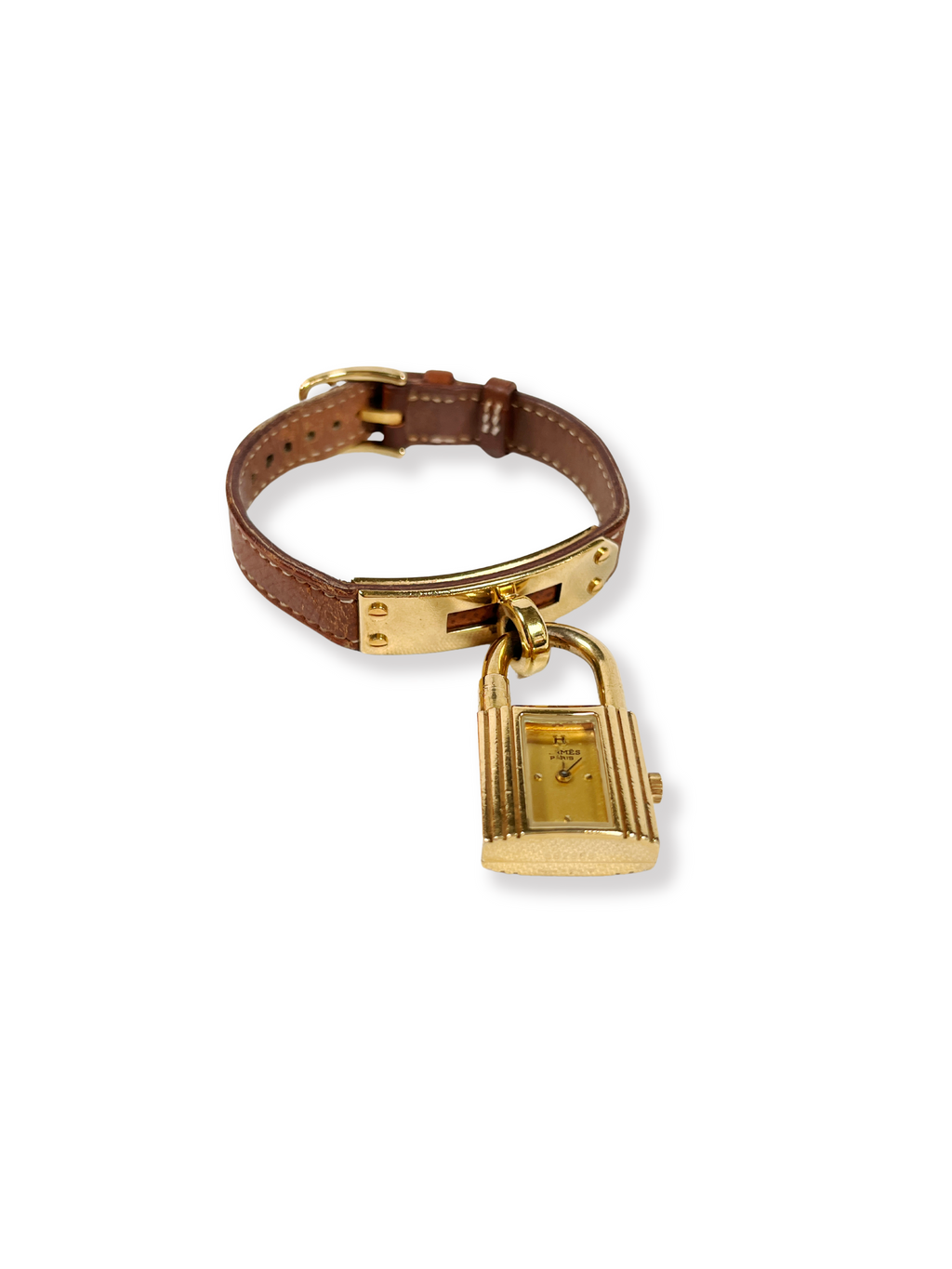 HERMES - GOLD & TAN KELLY WATCH - WITH BOX