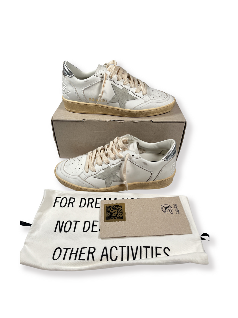 GOLDEN GOOSE - BALLSTAR SNEAKERS WHITE ICE SILVER - NEW - SZ 39