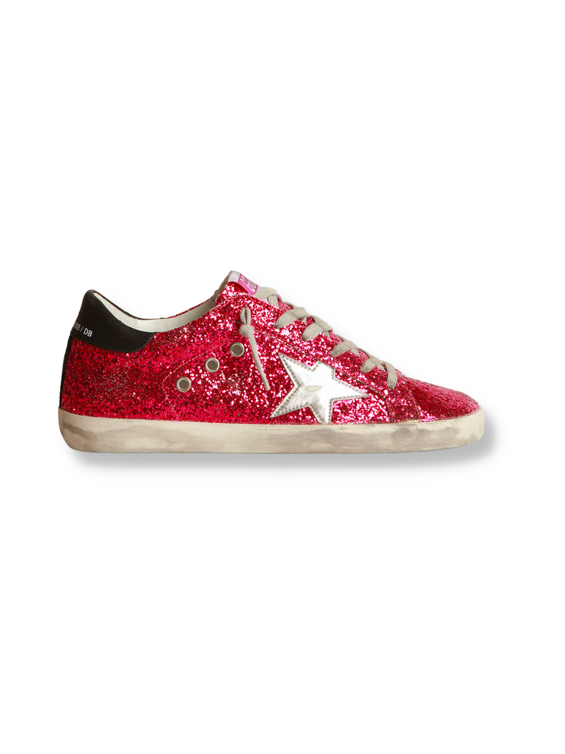 GOLDEN GOOSE - FUCHSIA GLITTER SUPERSTARS SNEAKERS - SZ 35 - NEW