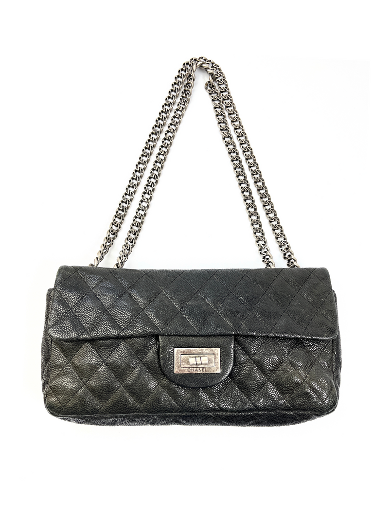 CHANEL - REISSUE EAST WEST FLAP BAG IN CAVIAR LEATHER