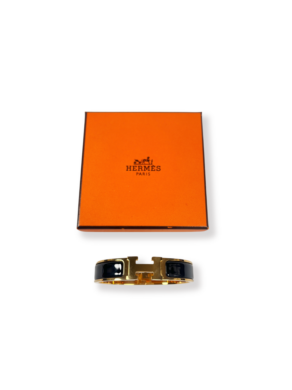 HERMES - ENAMEL NARROW CLIC H BRACELET BLACK