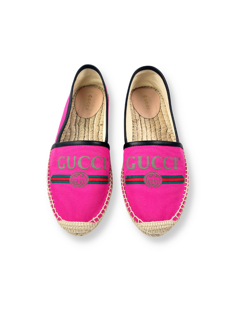 GUCCI - CANVAS LOGO ESPADRILLES CYCLAMEN ROSE - SZ 37.5