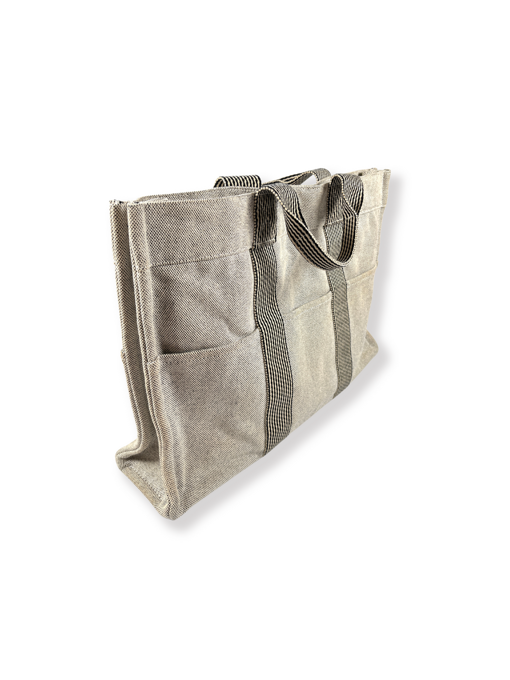 HERMÈS - GRAY COTTON CANVAS FOURRE-TOUT GM TOTE