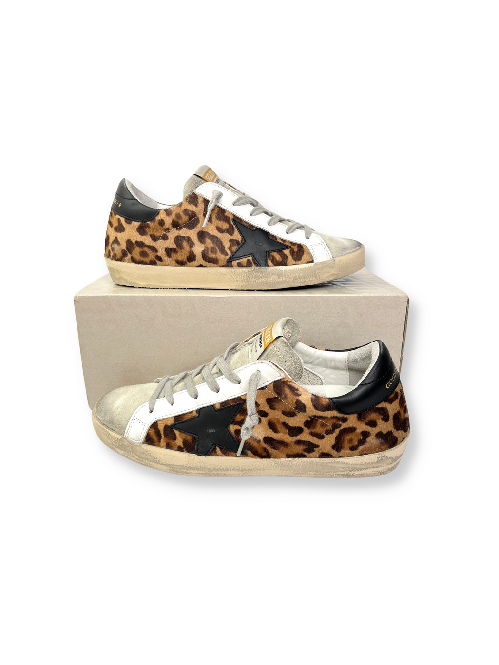 Golden goose sneakers superstar snow leopard black star clearance
