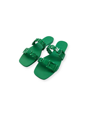 GUCCI - RUBBER SLIDE SANDAL IN VERT - SZ 37 - NEW