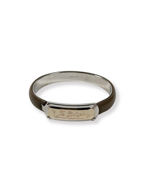 BVLGARI - SOTIRIO BANGLE BRACELET GREY LEATHER