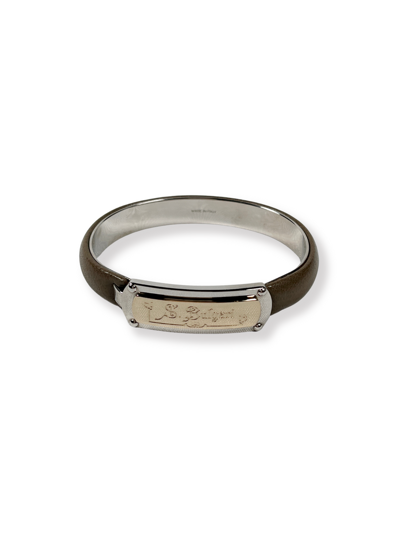 BVLGARI - SOTIRIO BANGLE BRACELET GREY LEATHER