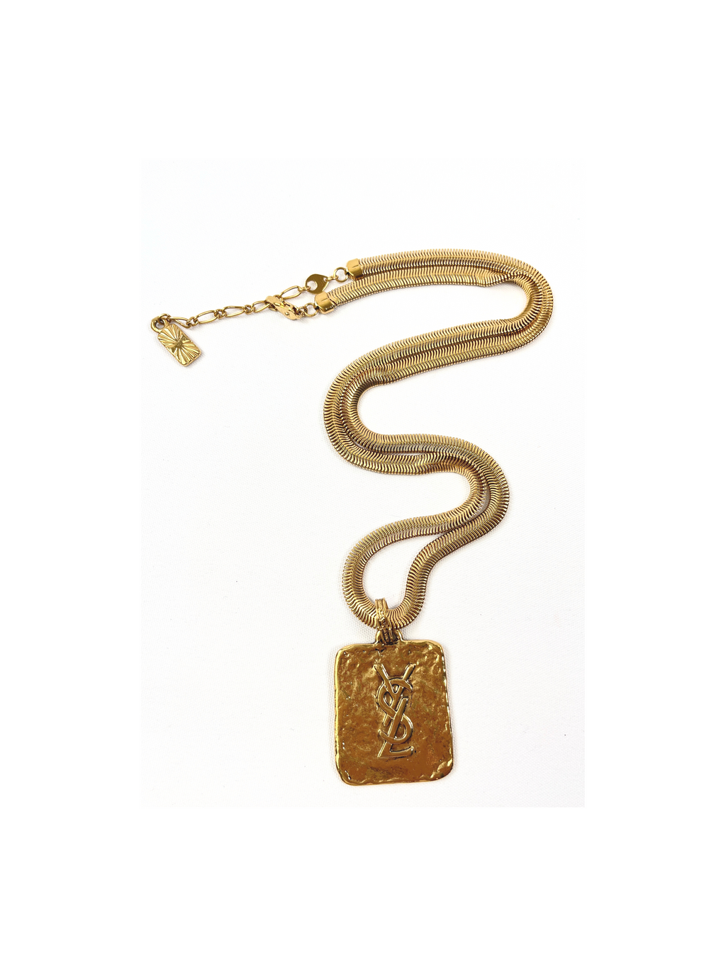 YSL - VINTAGE YSL HAMMERED PENDANT NECKLACE