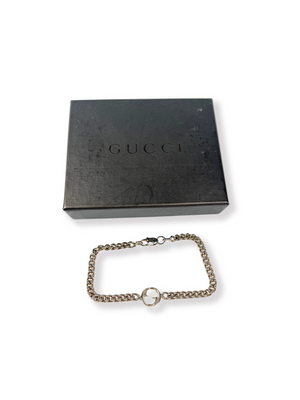 GUCCI - INTERLOCKING SILVER TONE CHAIN BRACELET