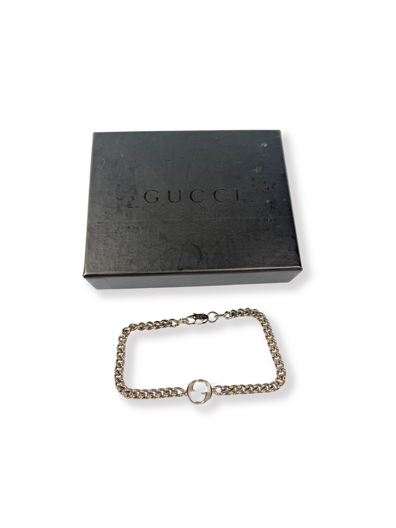GUCCI - INTERLOCKING SILVER TONE CHAIN BRACELET
