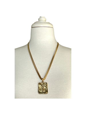 YSL - VINTAGE YSL HAMMERED PENDANT NECKLACE