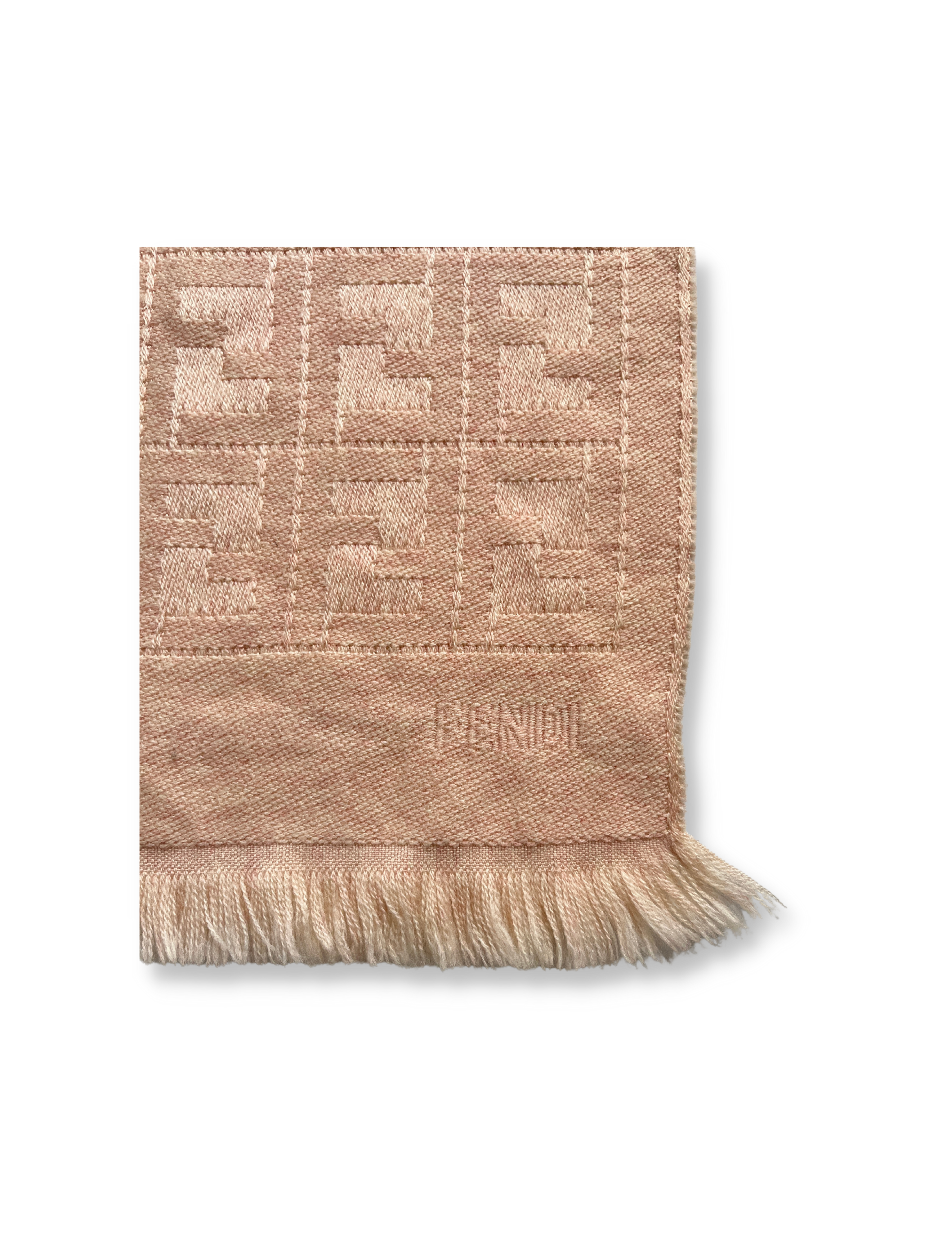 Fendi Beige Wool And Silk Scarf FENDI FF MOTIF CAMEO BEIGE