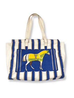 HERMES - HORSE PRINT COTTON CANVAS TOTE - VINTAGE