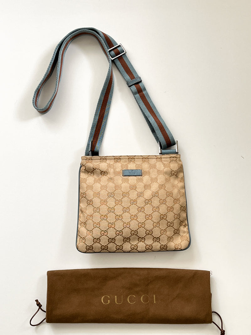 GUCCI - GG CANVAS WEB STRAP SMALL CROSSBODY BAG