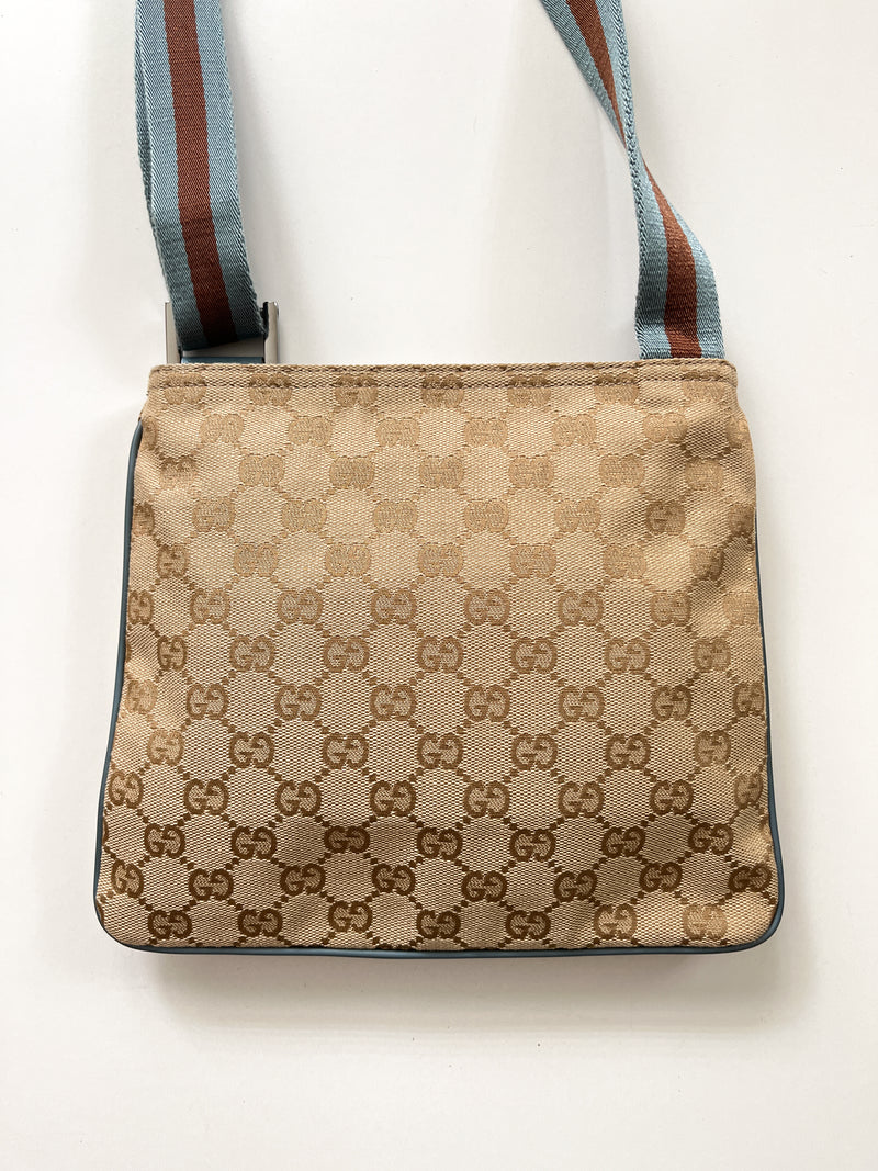 GUCCI - GG CANVAS WEB STRAP SMALL CROSSBODY BAG