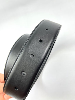 GUCCI - INTERLOCKING GG BLACK LEATHER BELT - SZ 80 / 32