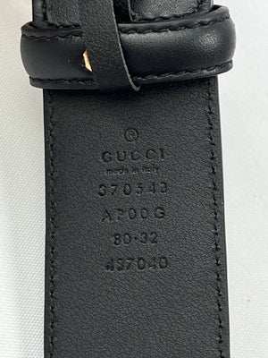 GUCCI - INTERLOCKING GG BLACK LEATHER BELT - SZ 80 / 32