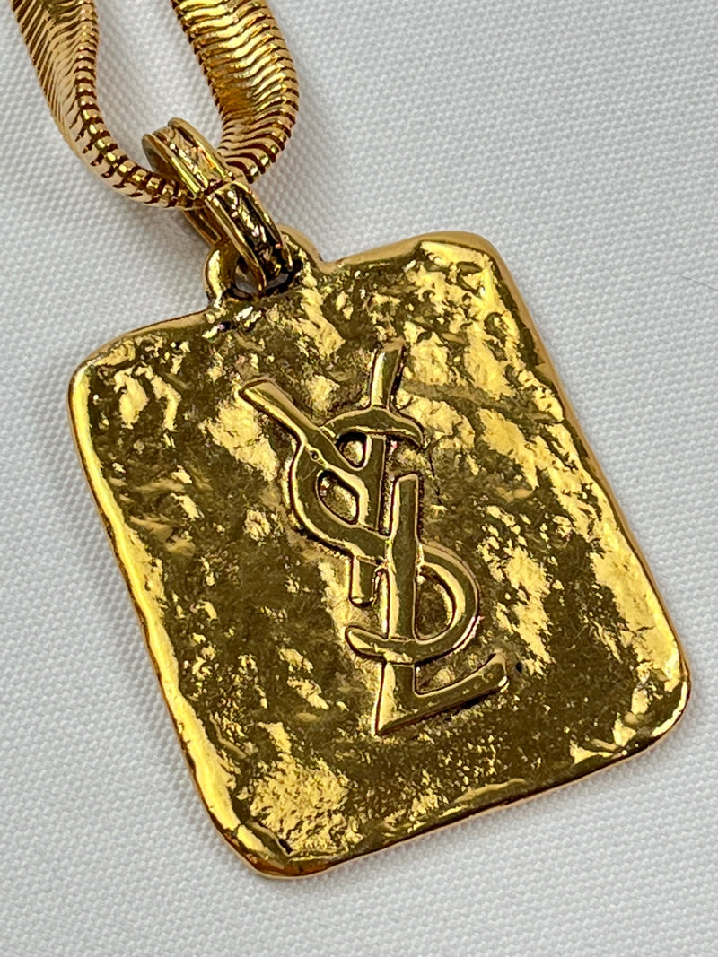 YSL - VINTAGE YSL HAMMERED PENDANT NECKLACE