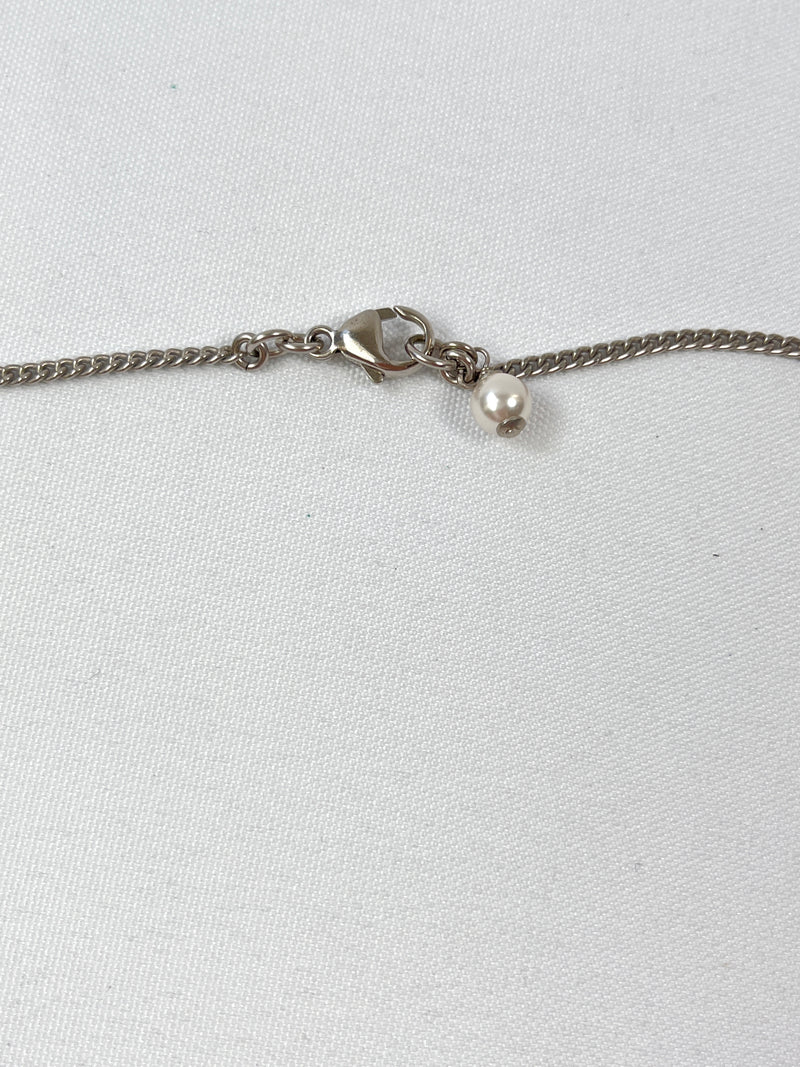 CHANEL - ENAMEL CC NECKLACE SILVER PINK
