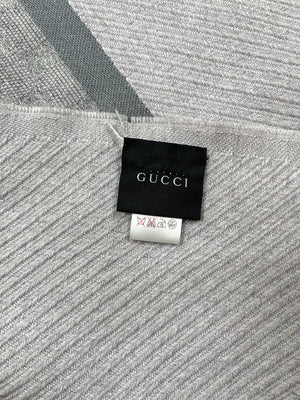 GUCCI - GG GUCCISSIMA GREY WOOL SCARF SHAWL - 100% WOOL