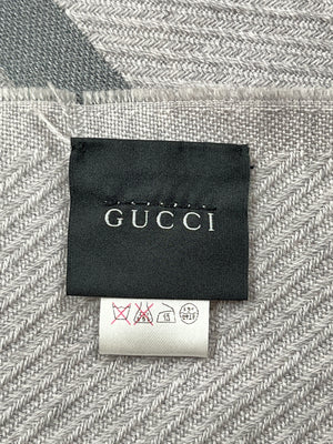 GUCCI - GG GUCCISSIMA GREY WOOL SCARF SHAWL - 100% WOOL