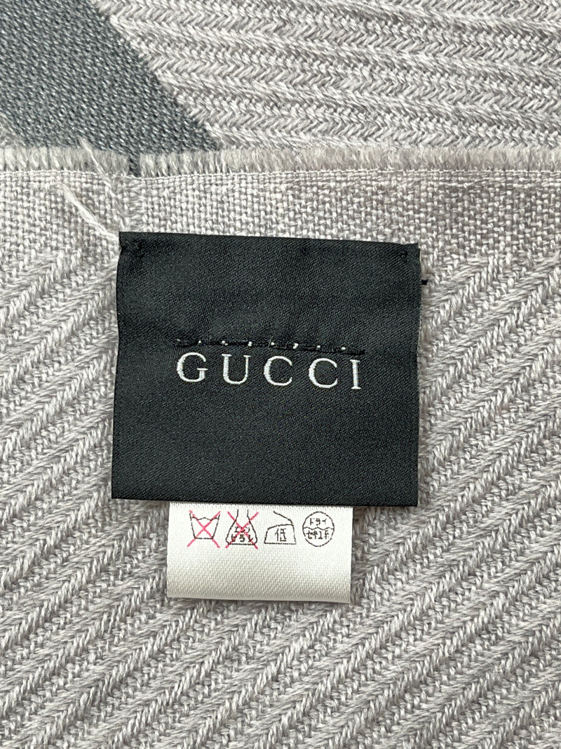 GUCCI - GG GUCCISSIMA GREY WOOL SCARF SHAWL - 100% WOOL