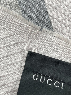 GUCCI - GG GUCCISSIMA GREY WOOL SCARF SHAWL - 100% WOOL