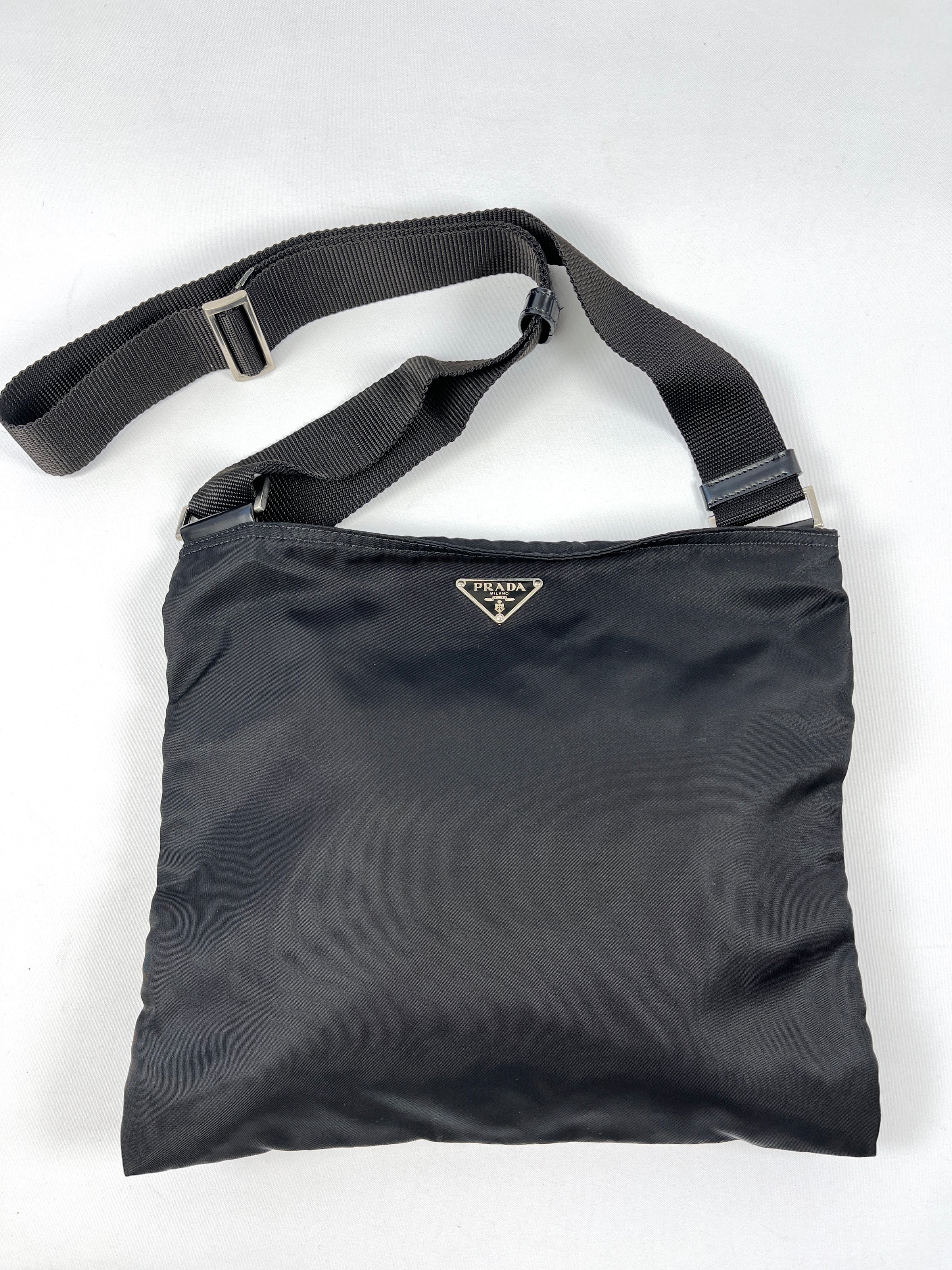 Prada Tessuto Nylon Sport Black Messenger Crossbody Bag 