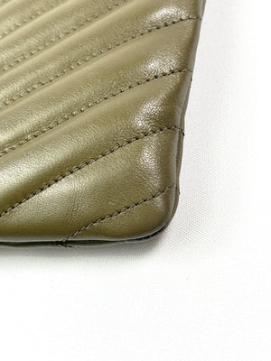 SAINT LAURENT - KHAKI MONOGRAM SMALL QUILTED POUCH