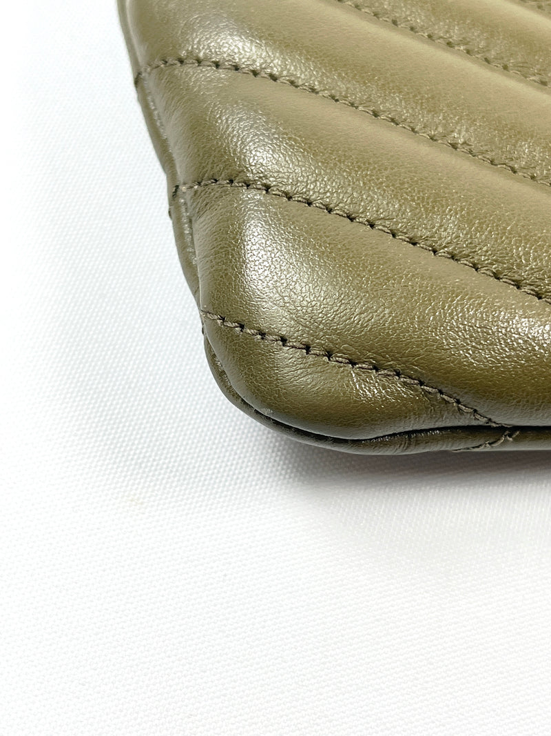 SAINT LAURENT - KHAKI MONOGRAM SMALL QUILTED POUCH