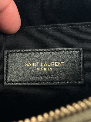 SAINT LAURENT - KHAKI MONOGRAM SMALL QUILTED POUCH