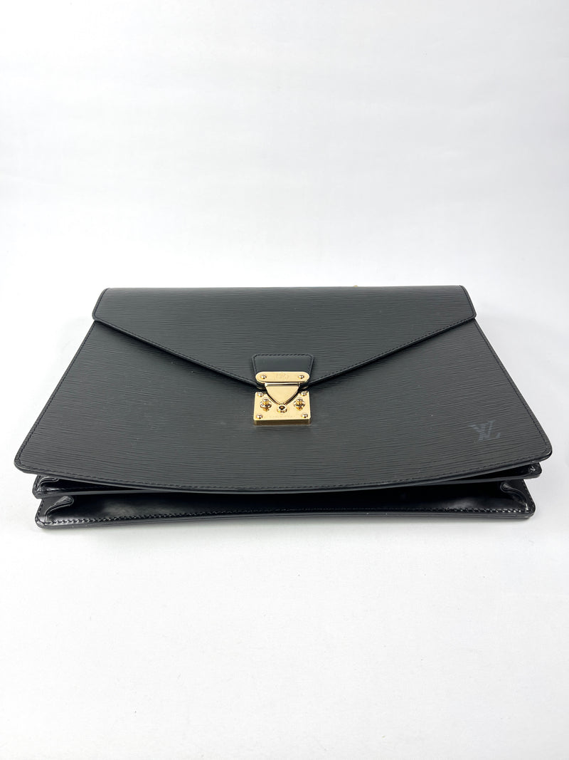 LOUIS VUITTON - BLACK EPI LEATHER AMBASSADOR BRIEFCASE