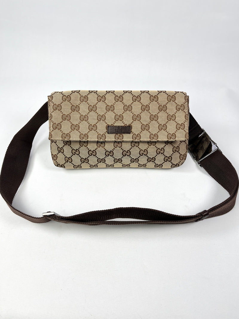 GUCCI - GG CANVAS BEIGE FLAP BELT BAG