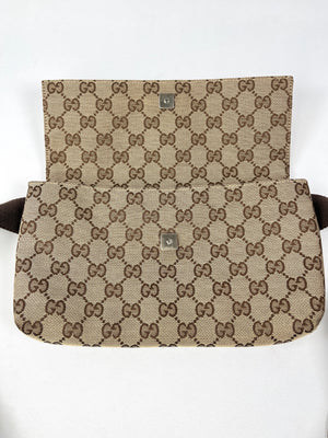 GUCCI - GG CANVAS BEIGE FLAP BELT BAG