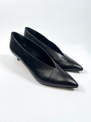 AEYDE - CAMILLA BLACK LEATHER HEELS - SZ 40