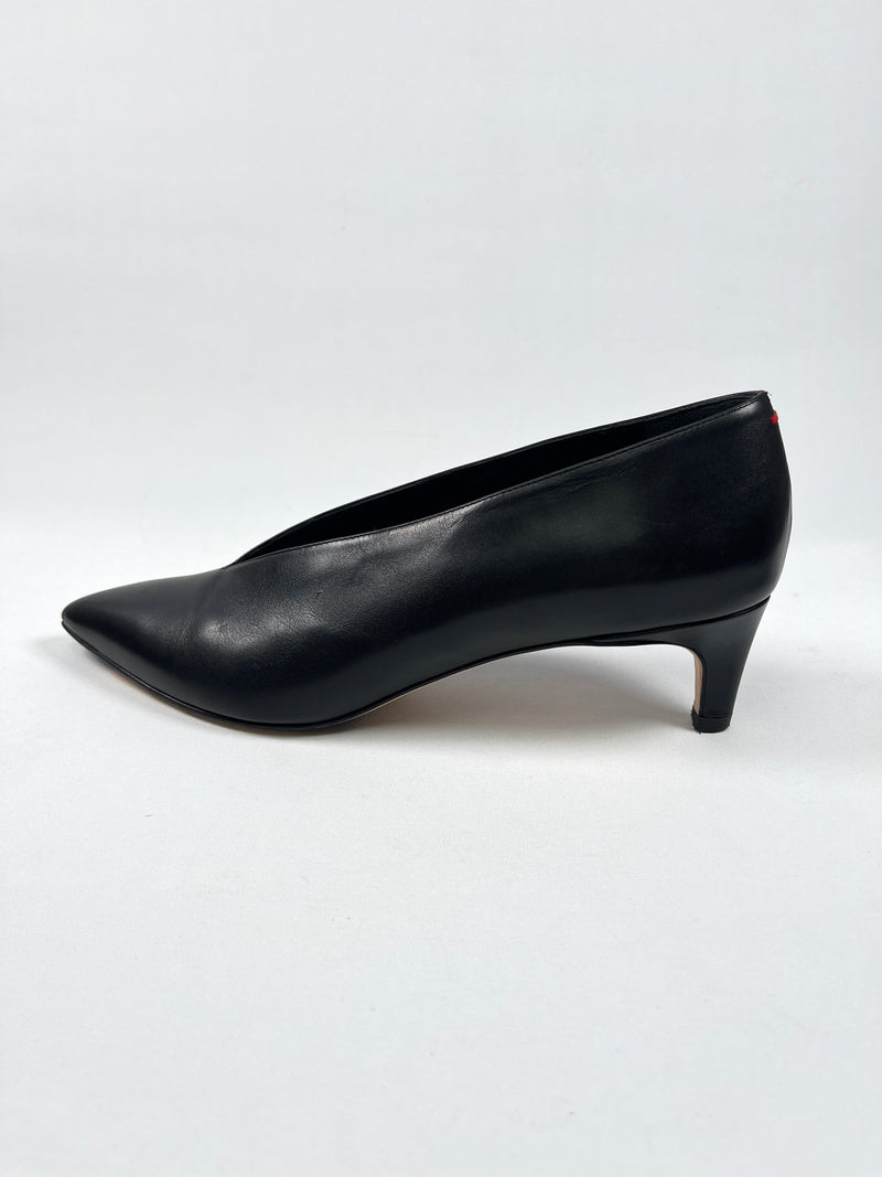 AEYDE - CAMILLA BLACK LEATHER HEELS - SZ 40