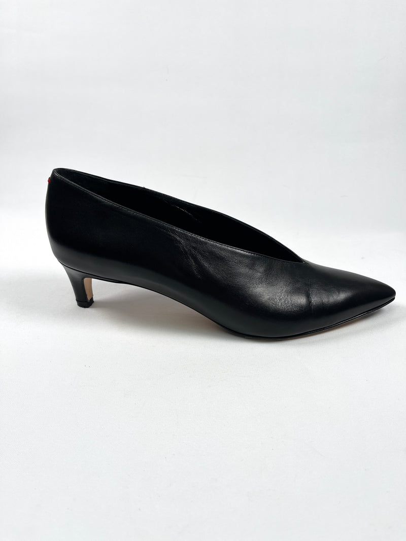 AEYDE - CAMILLA BLACK LEATHER HEELS - SZ 40