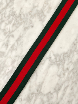 GUCCI - GREEN & RED WEB D-RING BUCKLE BELT - SZ 110/44