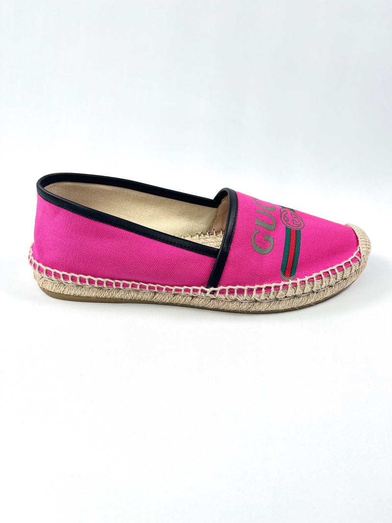 GUCCI - CANVAS LOGO ESPADRILLES CYCLAMEN ROSE - SZ 37.5