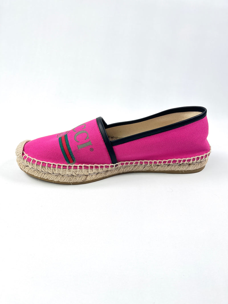 GUCCI - CANVAS LOGO ESPADRILLES CYCLAMEN ROSE - SZ 37.5