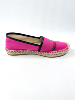 GUCCI - CANVAS LOGO ESPADRILLES CYCLAMEN ROSE - SZ 37.5