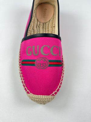 GUCCI - CANVAS LOGO ESPADRILLES CYCLAMEN ROSE - SZ 37.5