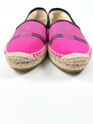 GUCCI - CANVAS LOGO ESPADRILLES CYCLAMEN ROSE - SZ 37.5