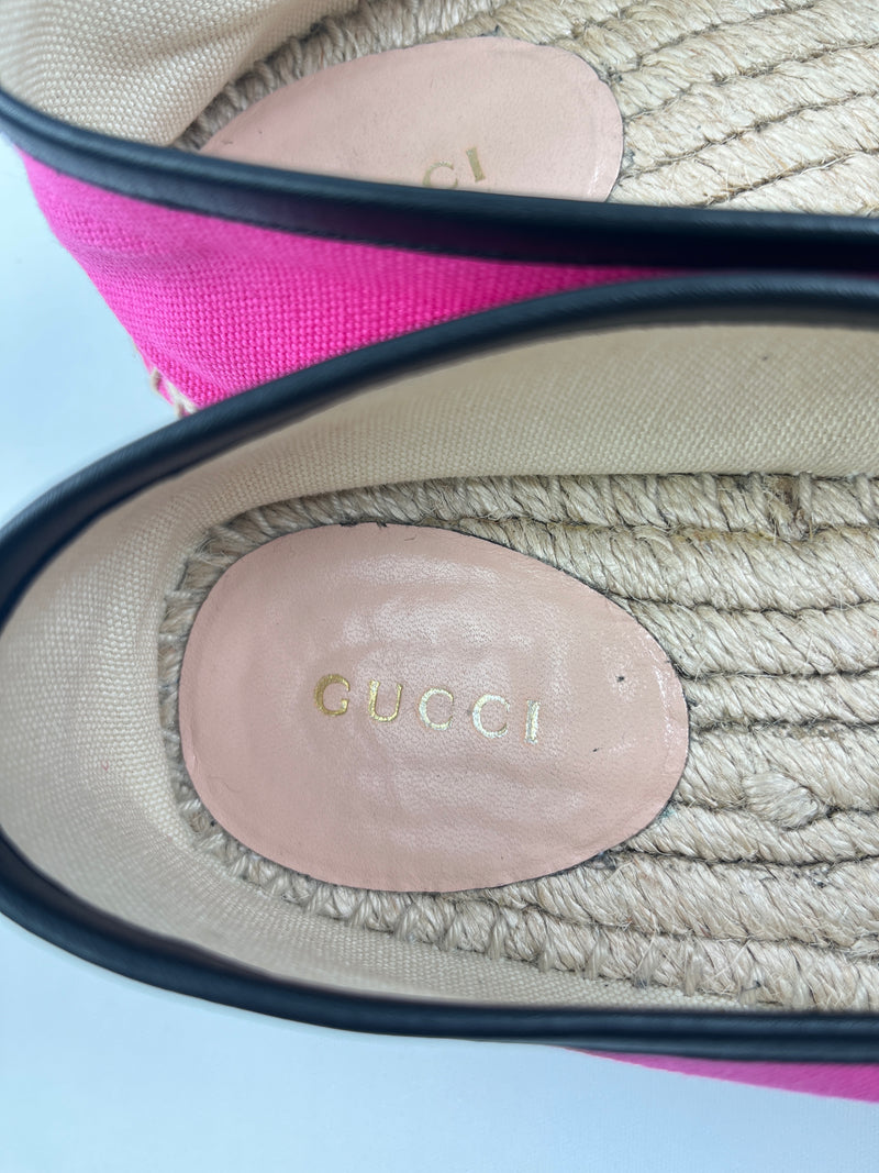 GUCCI - CANVAS LOGO ESPADRILLES CYCLAMEN ROSE - SZ 37.5